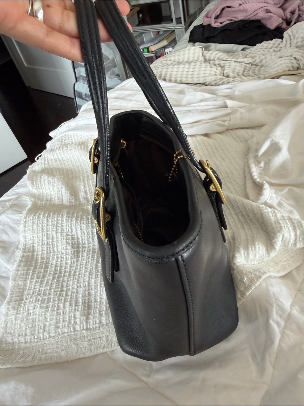 Coach Black Leather Legacy West Mini Market Purse Small Tote Authentic - Picture 7 of 9